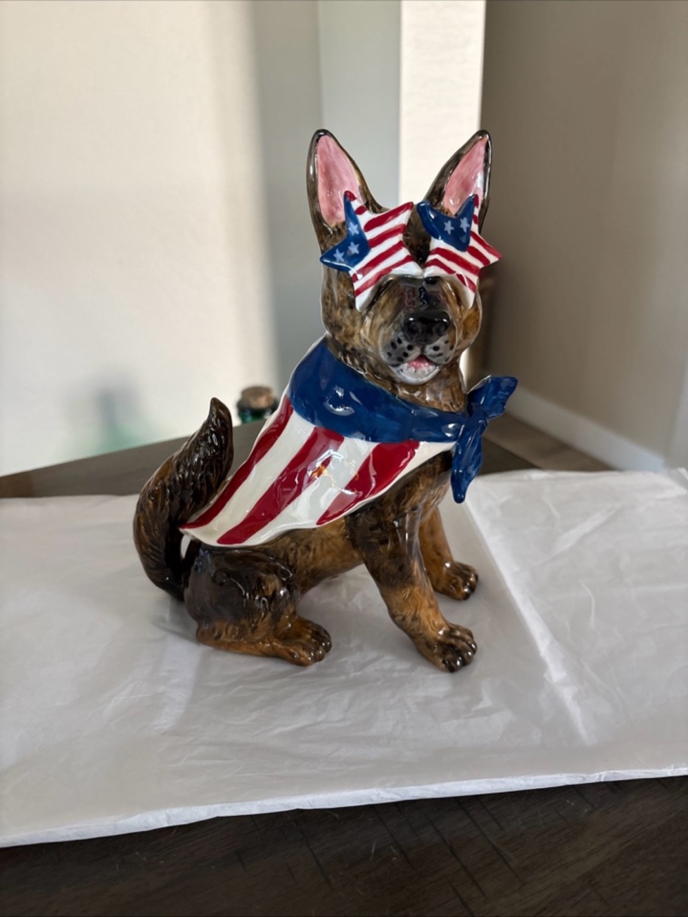 Blue Sky Clayworks Patriotic German Shepherd Dog Stars Stripes Heather Goldminc